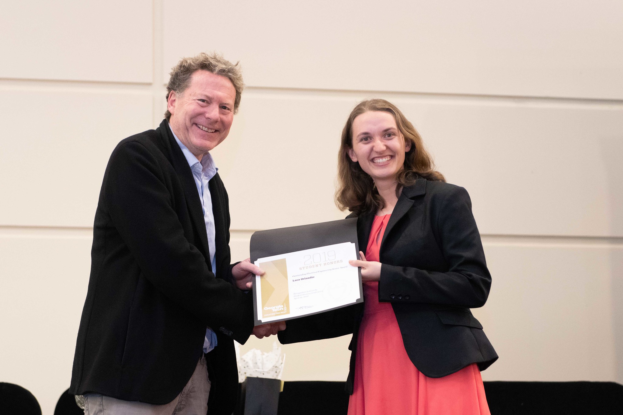 Lara Orlandic (right) with CoE Associate Dean Laurence Jacobs